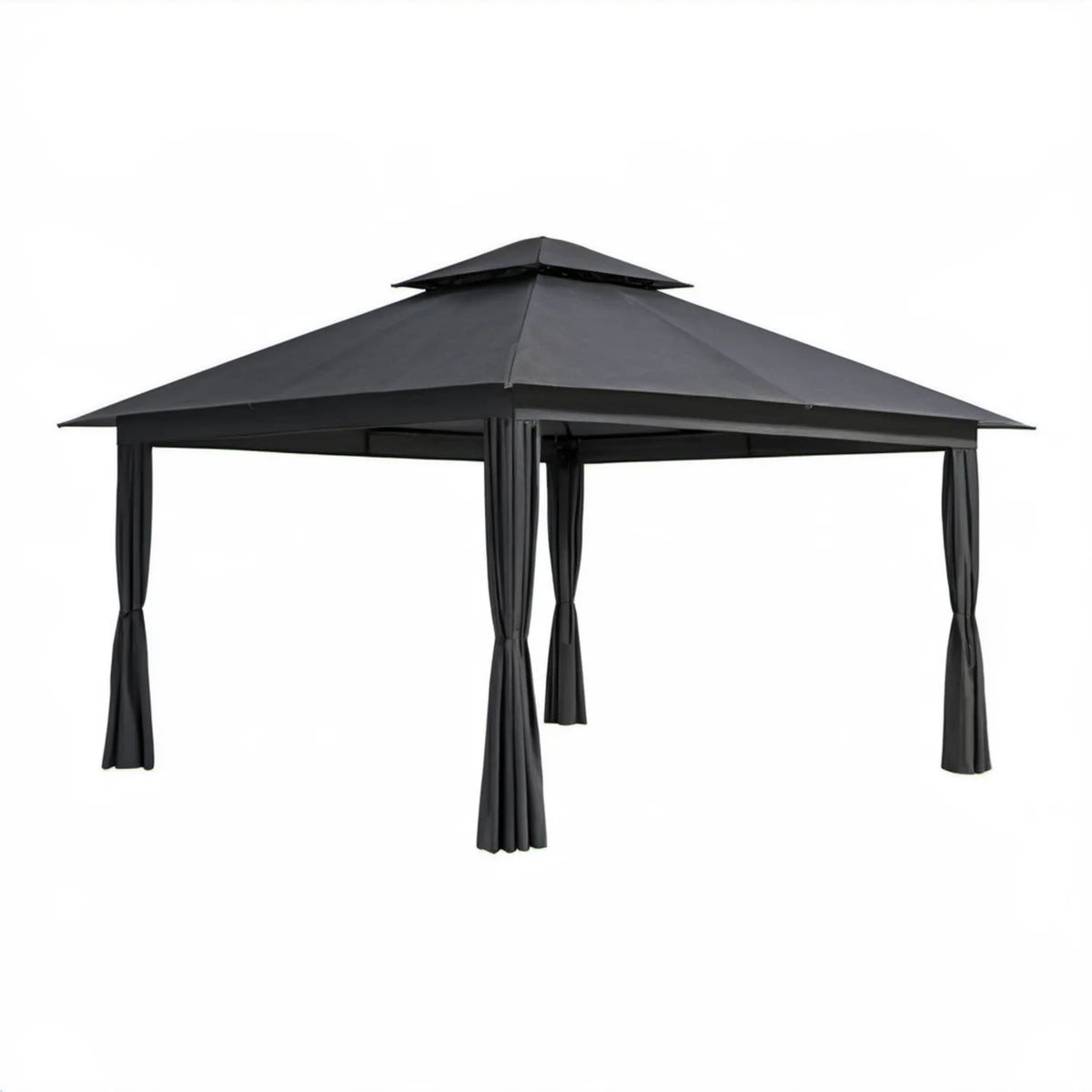 Czarna altana ogrodowa 300 x 300 x 270 cm ze stali i poliestru