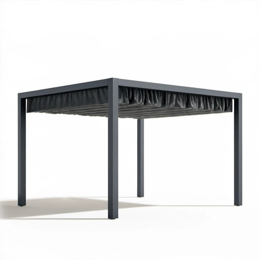 Grafitowa aluminiowa pergola ogrodowa z rozsuwanym dachem 300 x 300 x 230 cm